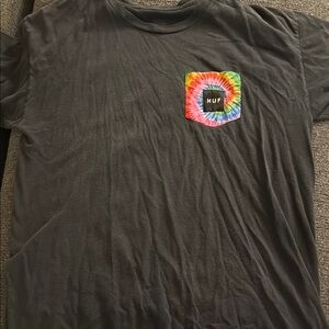 HUF Black T-Shirt with Tie-Dye Pocket